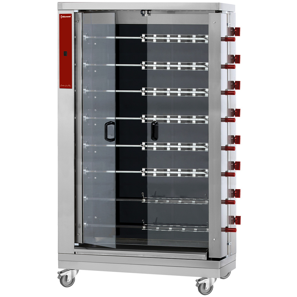 Vitroceramische kippenbraadpan, 8 spitten (48 kippen)