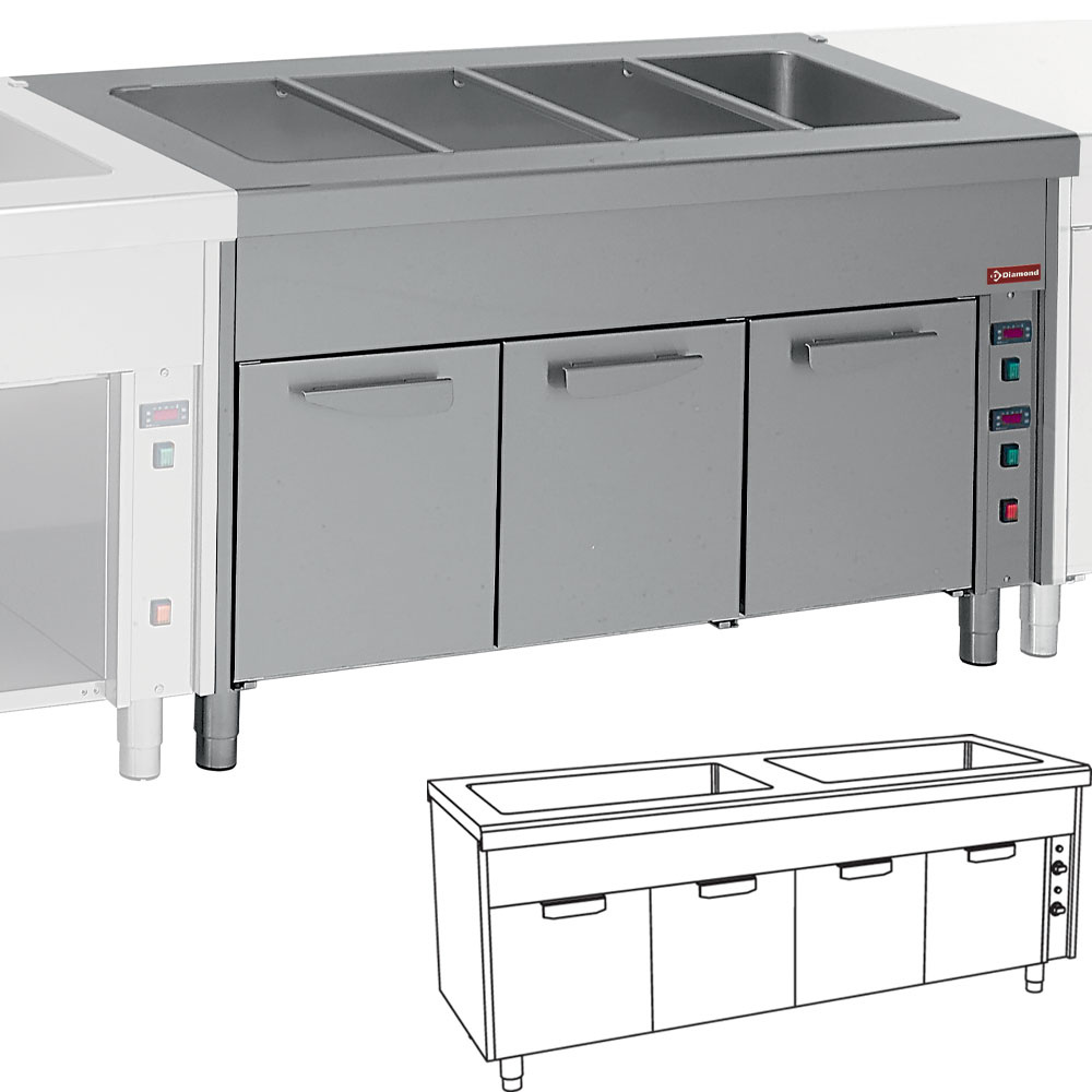 Bain Marie op hete kast 2x 3 GN 1/1