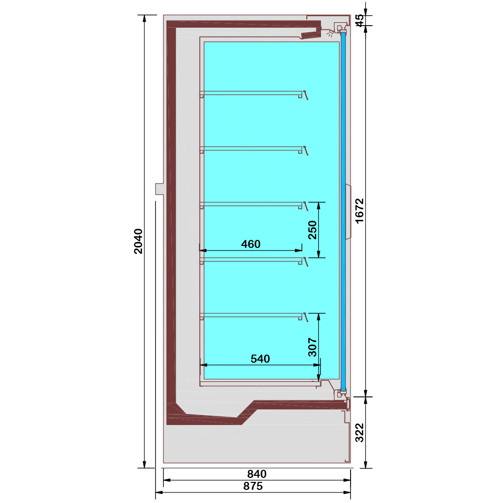 Gekoeld wandelement, zelfbediening, draaideuren - VOLLEDIG ZWART - Afbeelding 2