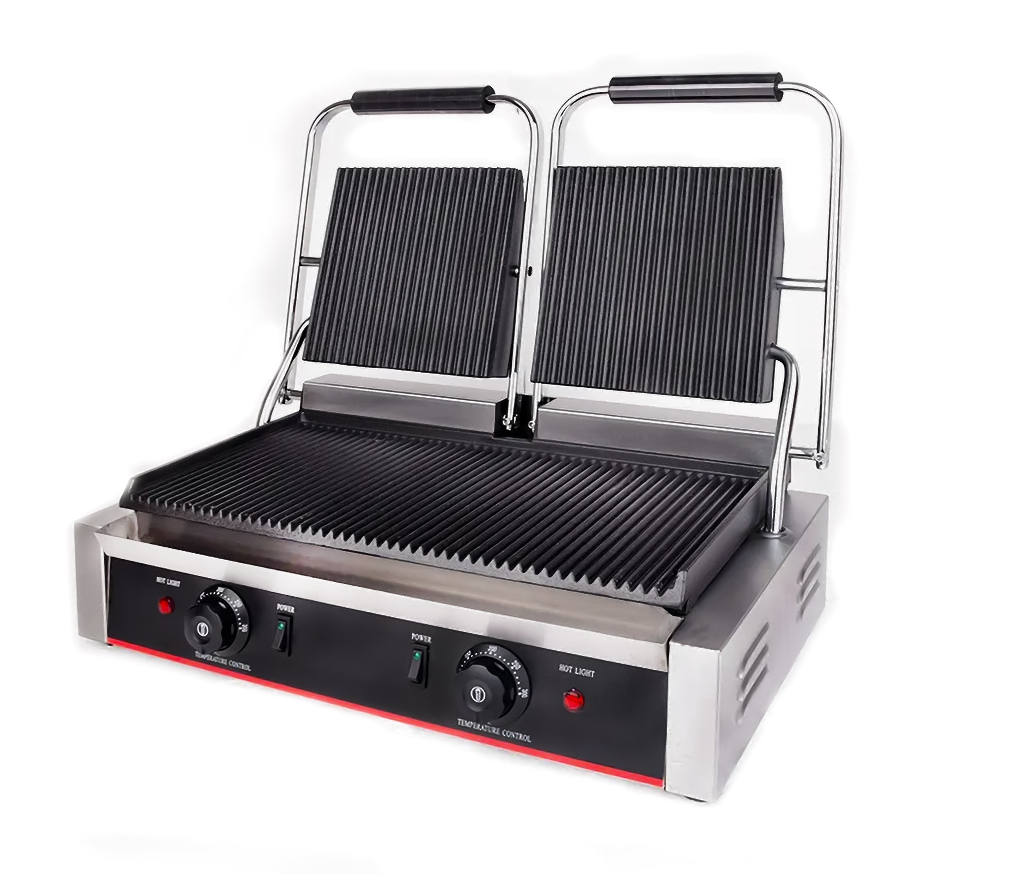 Maxi Dubbele Contactgrill 57 cm – aan beide zijden geribbeld (boven & onder), ideaal voor dönerbrood – alleen afhalen