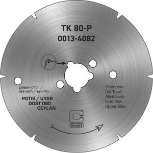 Compatibel cirkelmes Ø 80 mm Ceylan / Devran / Potis – inkepingen, universeel