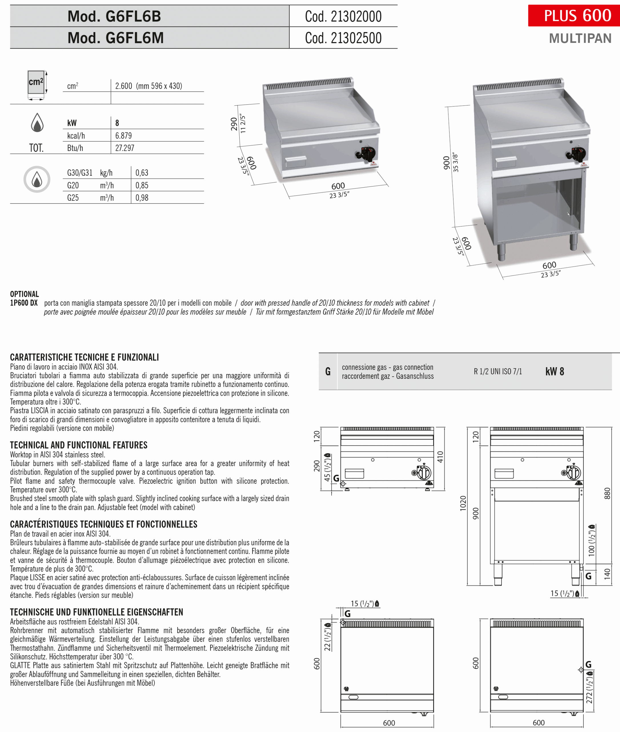 Elektrische bakplaat Glat Bertos Pluss 600 - Afbeelding 3