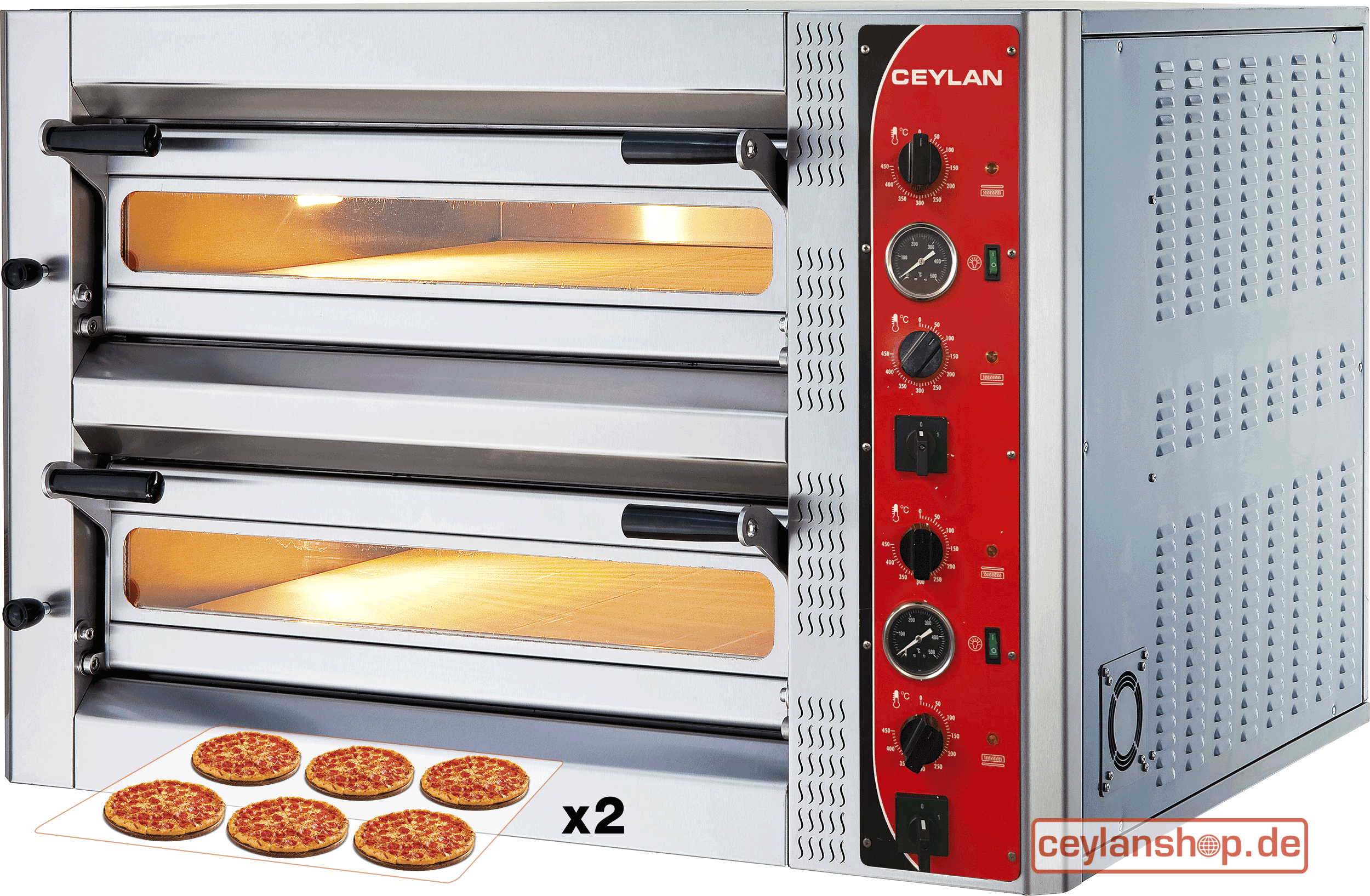 CEYLAN Pizzaoven 6+6 x 35 cm Breed Analoog / Elektrisch