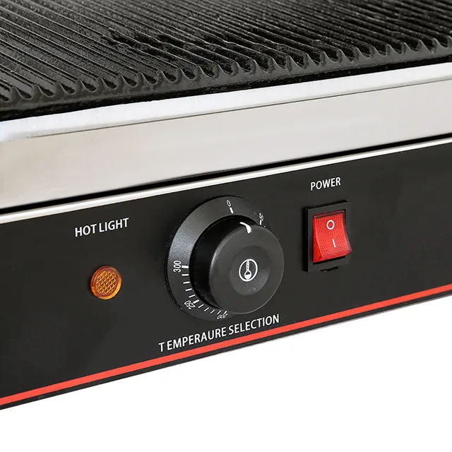 Contactgrill 41 cm (medium) – geribbelde boven- en onderkant, roestvrijstalen behuizing, 2800 W - Afbeelding 2