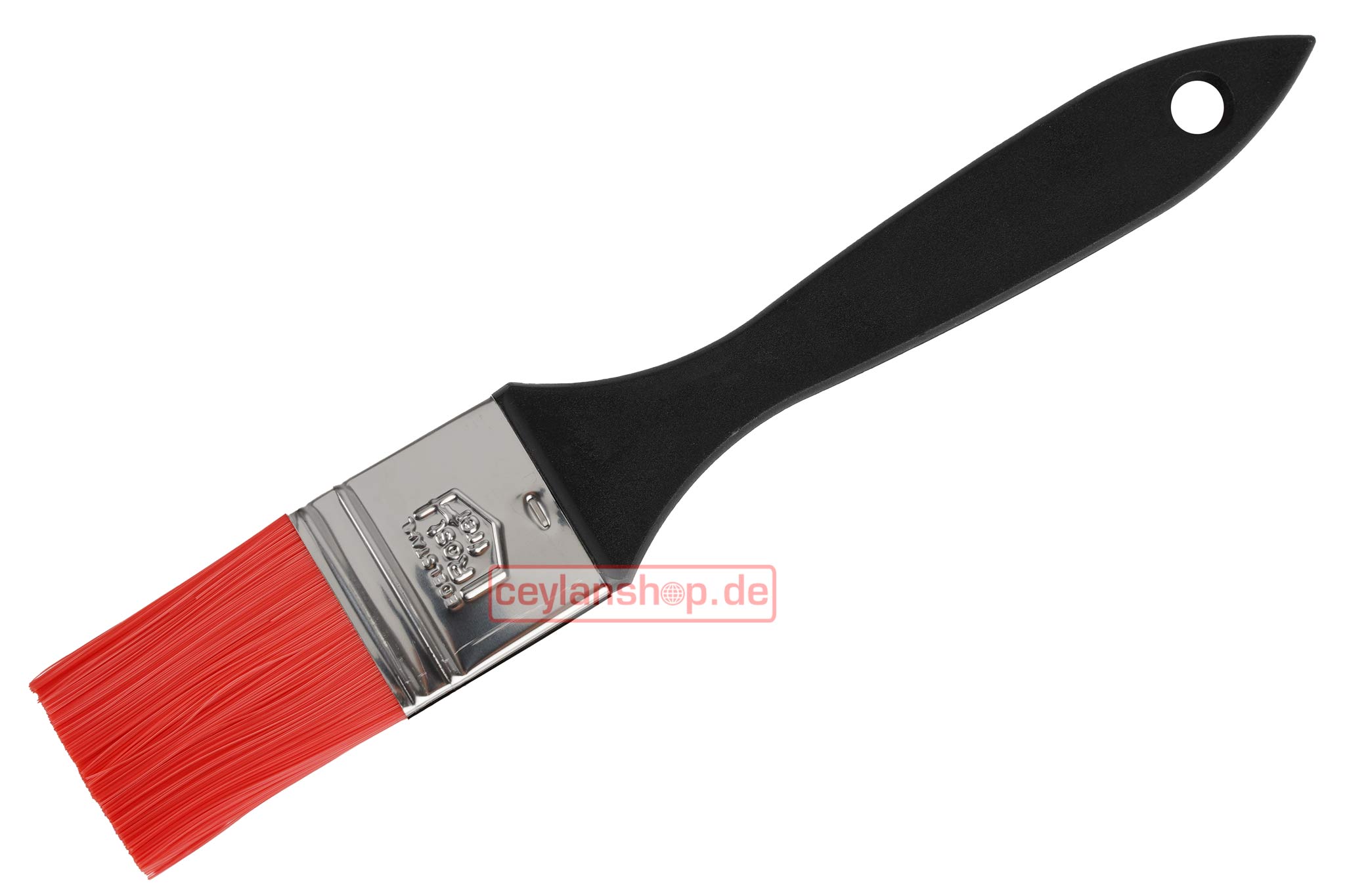 Bakkerskwast, 35 mm, rode nylon haren, kunststof handvat