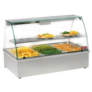 Warmhoudvitrine, bain-marie 3 GN 1/1, panoramisch