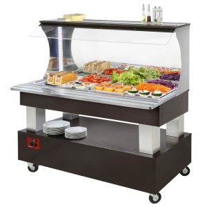 Buffet - Wandgekoelde saladebar, 4x GN1/1-150 (Wengé hout)