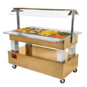 Verwarmde/bain-marie saladebar, 4x GN1/1-150 (Licht eiken)