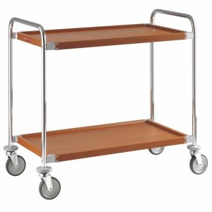 Serveerwagen "verchroomd-walnoot", 2 niveaus