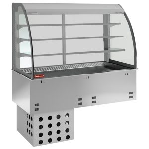 Element spoelbak en open display op 3 niveaus (met gordijn), gekoeld, geventileerd 3x GN 1/1