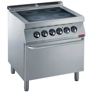 Elektrisch fornuis 4 vitrokeramische kookplaten, elektrische oven GN 2/1