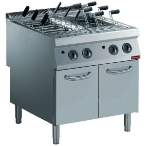 Gas pastakoker, 2 bakken GN 1/1, op onderkast (zonder manden)