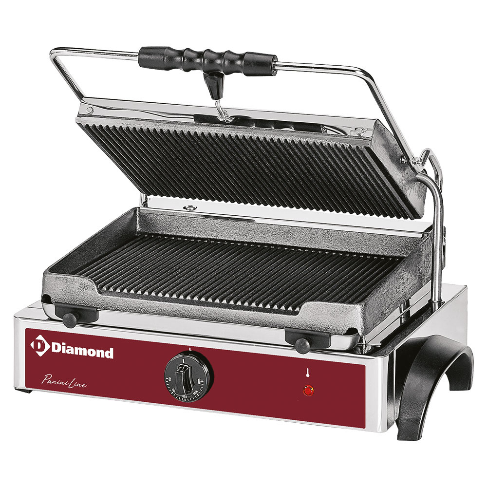 Elektrische paninigrill MEDIUM, geribbelde platen