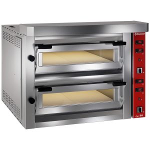Elektrische pizzaoven, 2x 4 pizza's 350mm - VOLLEDIG vuurvaste steen