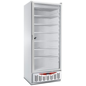 Statische vrieskast, glazen deur, 525 liter, GN2/1+600x400, wit.