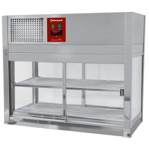 Koelvitrine, 4 glazen zijden, 2 schuifdeuren