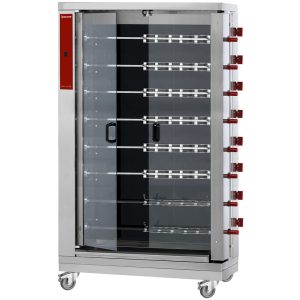 Vitrokeramische kippengrill, 8 spitten (48 kippen)