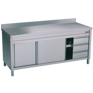 tafel op kast schuif. deuren+ 3 lade. rand