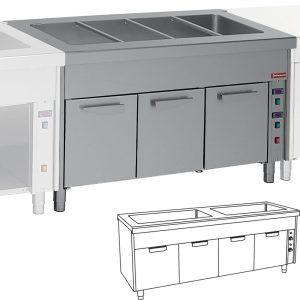 Bain-marie op kledingkast 2x 3 GN 1/1