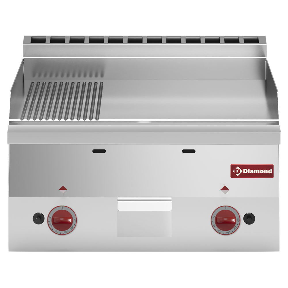 Gaskookplaat, 2/3 vlak en 1/3 geribd -Top-