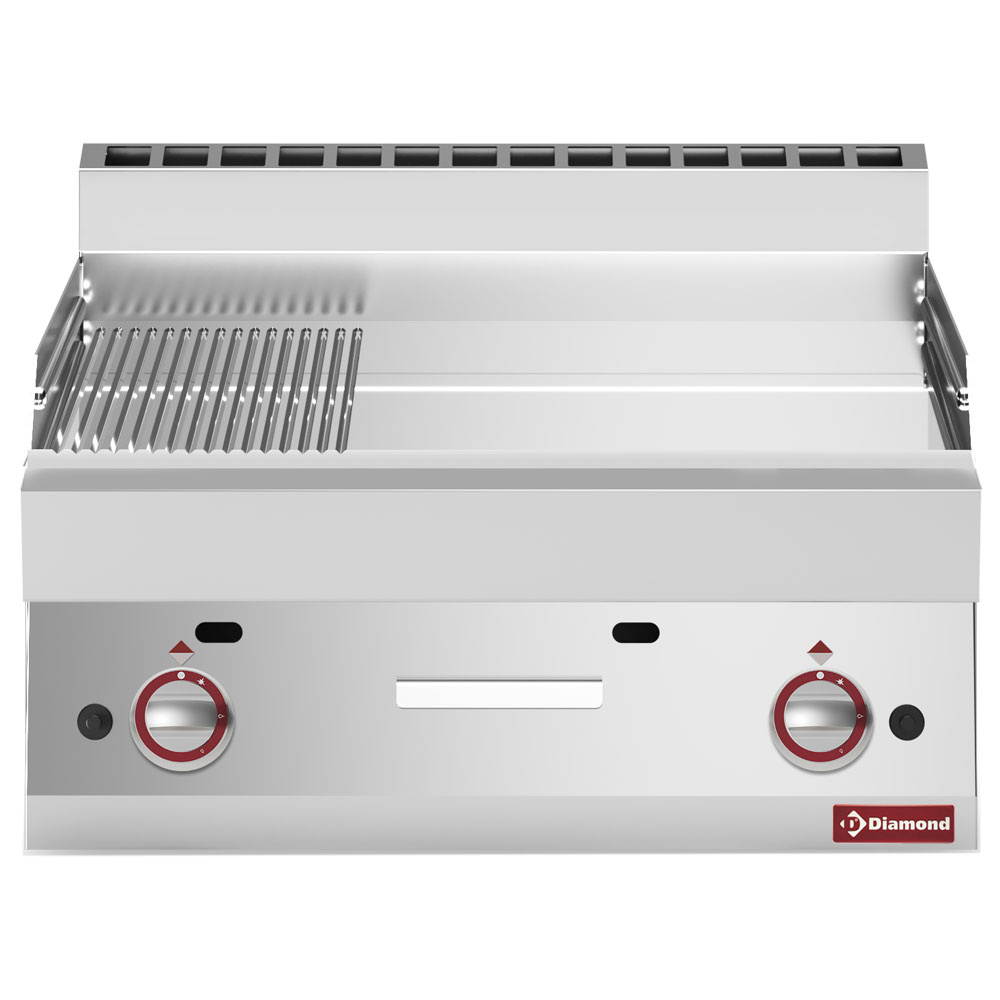 Gasbakplaat 2/3 vlak - 1/3 geribd -Top- hardverchroomd "50 µm"