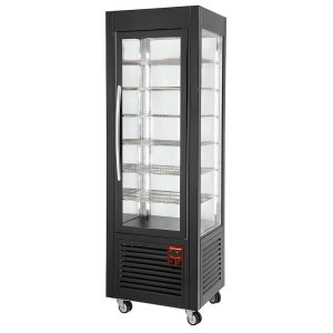 Panoramische display, 5 schappen, geventileerd, 360 L, Zwart