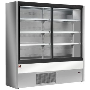 Geventileerd koelwandmeubel met glazen schuifdeuren - GRIJS/WIT