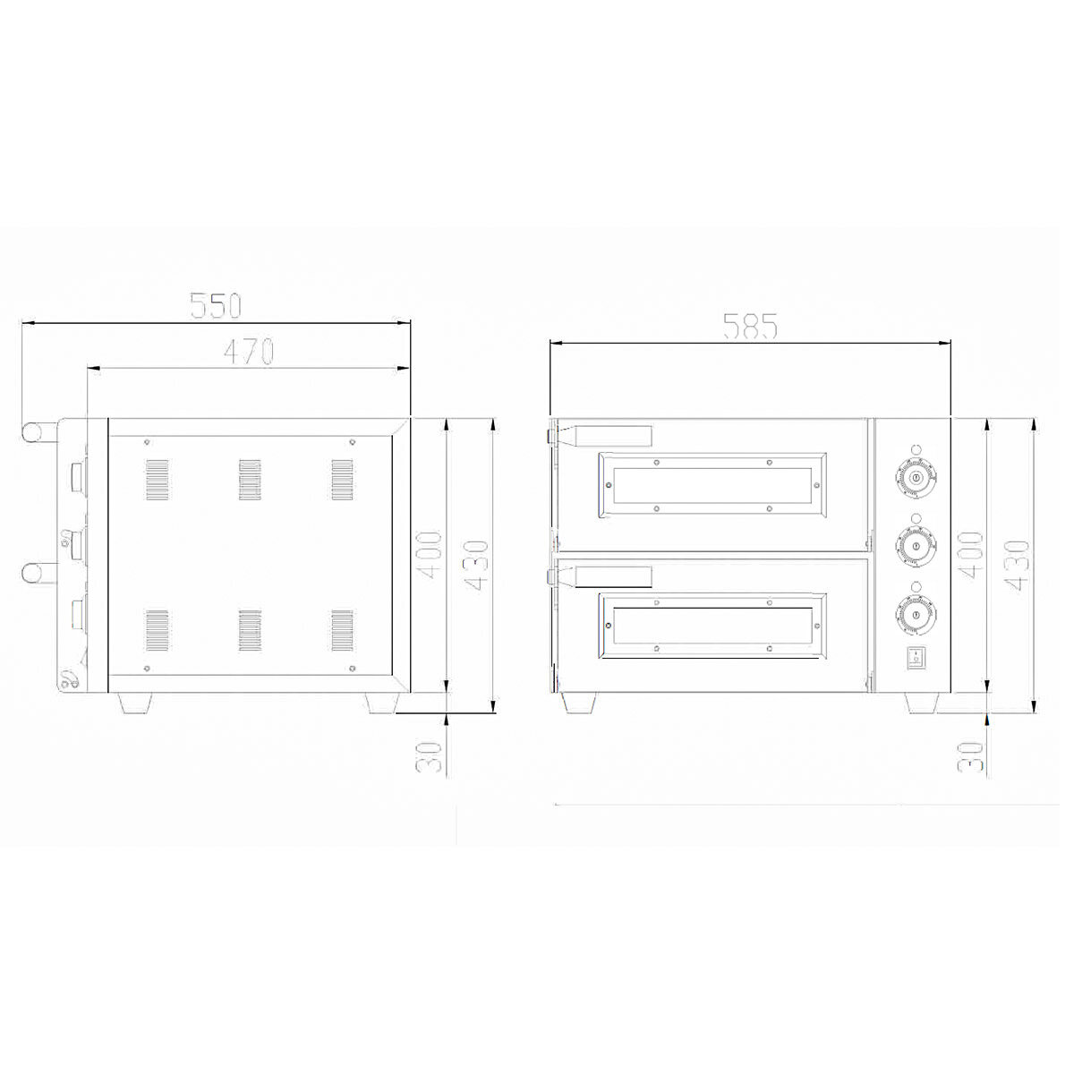 Elektrische pizzaoven met 2 bakkamers EASYLINE x 35 cm Analoog (Afhaalprijs)