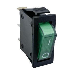 Wipschakelaar AAN/UIT – 1-polig, verlicht (groen), 230 V, 3-pins