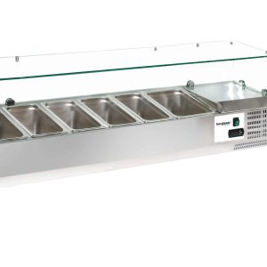 Opzetkoelvitrine EASYLINE 380 met glazen opbouw 5xGN1/3 + 1xGN1/2 - 1,5 m