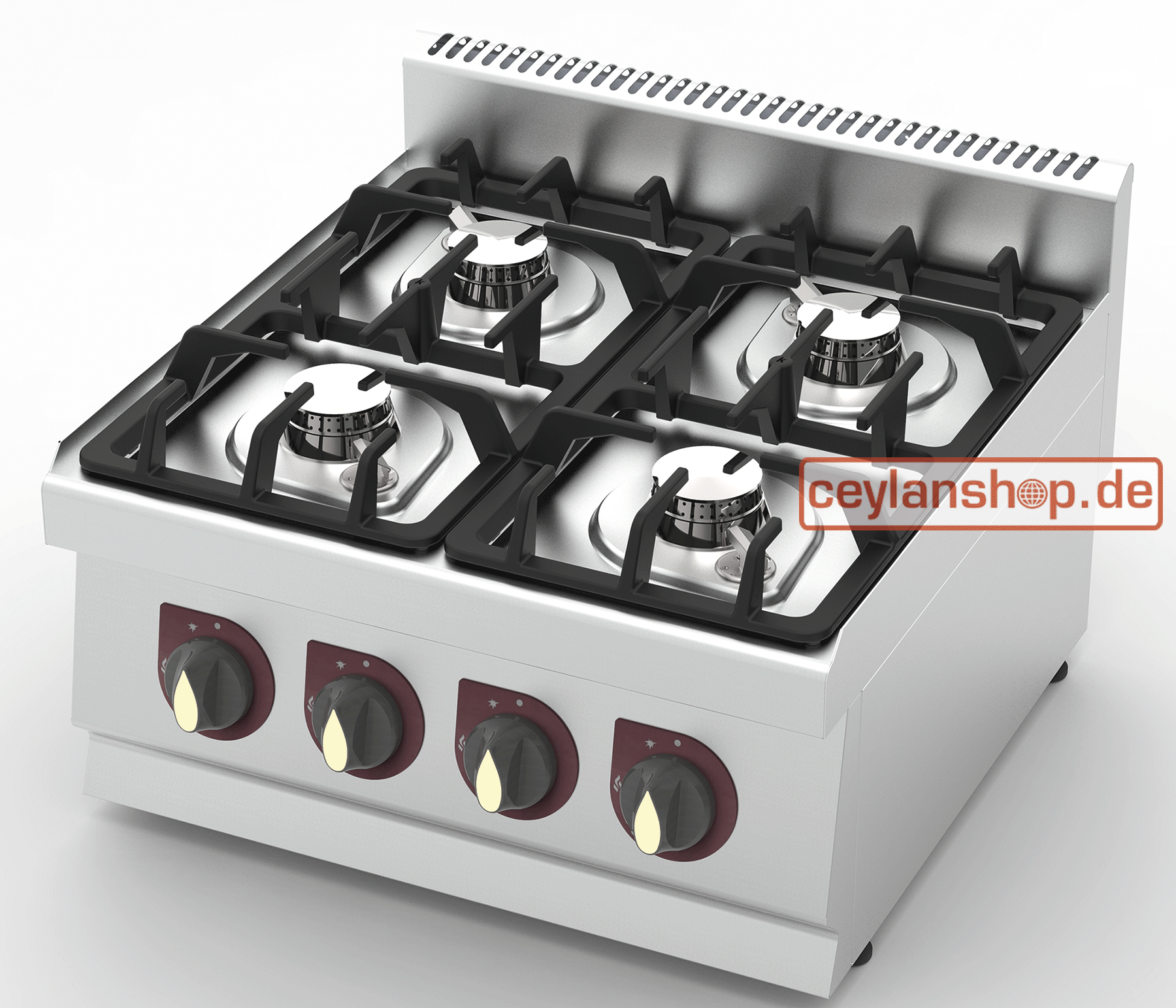 CEYLAN Gasfornuis 4-pits, 24 kW, aardgas 20 mbar – roestvrij staal, 60 × 60 cm