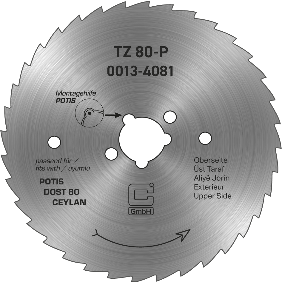 Compatibel cirkelmes Ø 80 mm – Gekarteld, Universeel