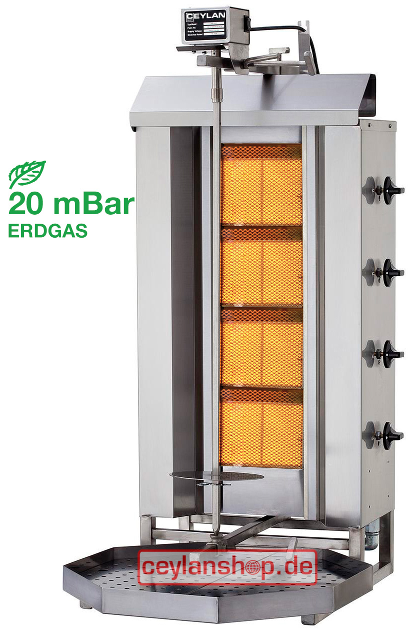 CEYLAN Dönergrill GRD-4 (K-221) – 4 branders – aardgas 20 mbar – motor boven