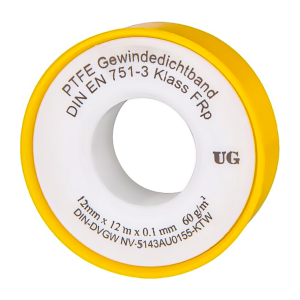 Schroefdraadafdichtingstape PTFE - Wit - 12 mm x 12 meter (DIN-EN 751-3)