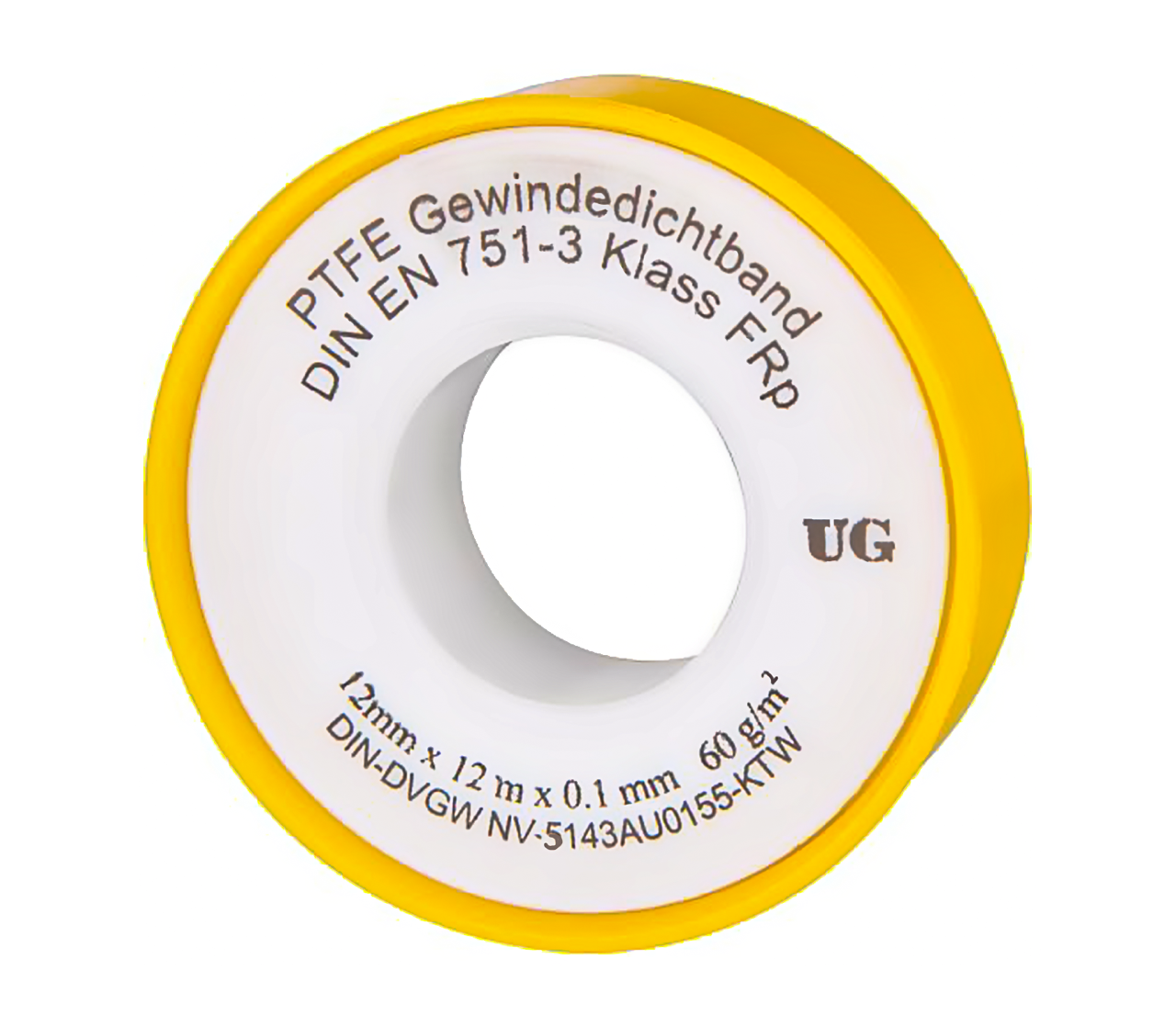 Schroefdraadafdichtingstape PTFE - Wit - 12 mm x 12 meter (DIN-EN 751-3)