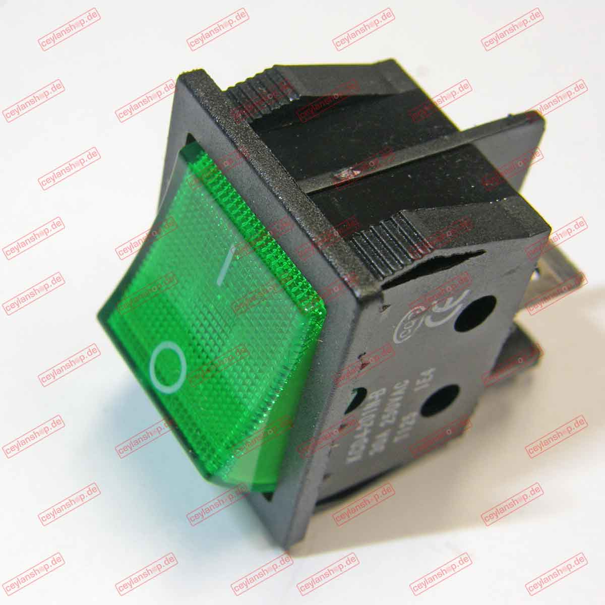 Wipschakelaar inbouwmaat 30x25mm groen 250V