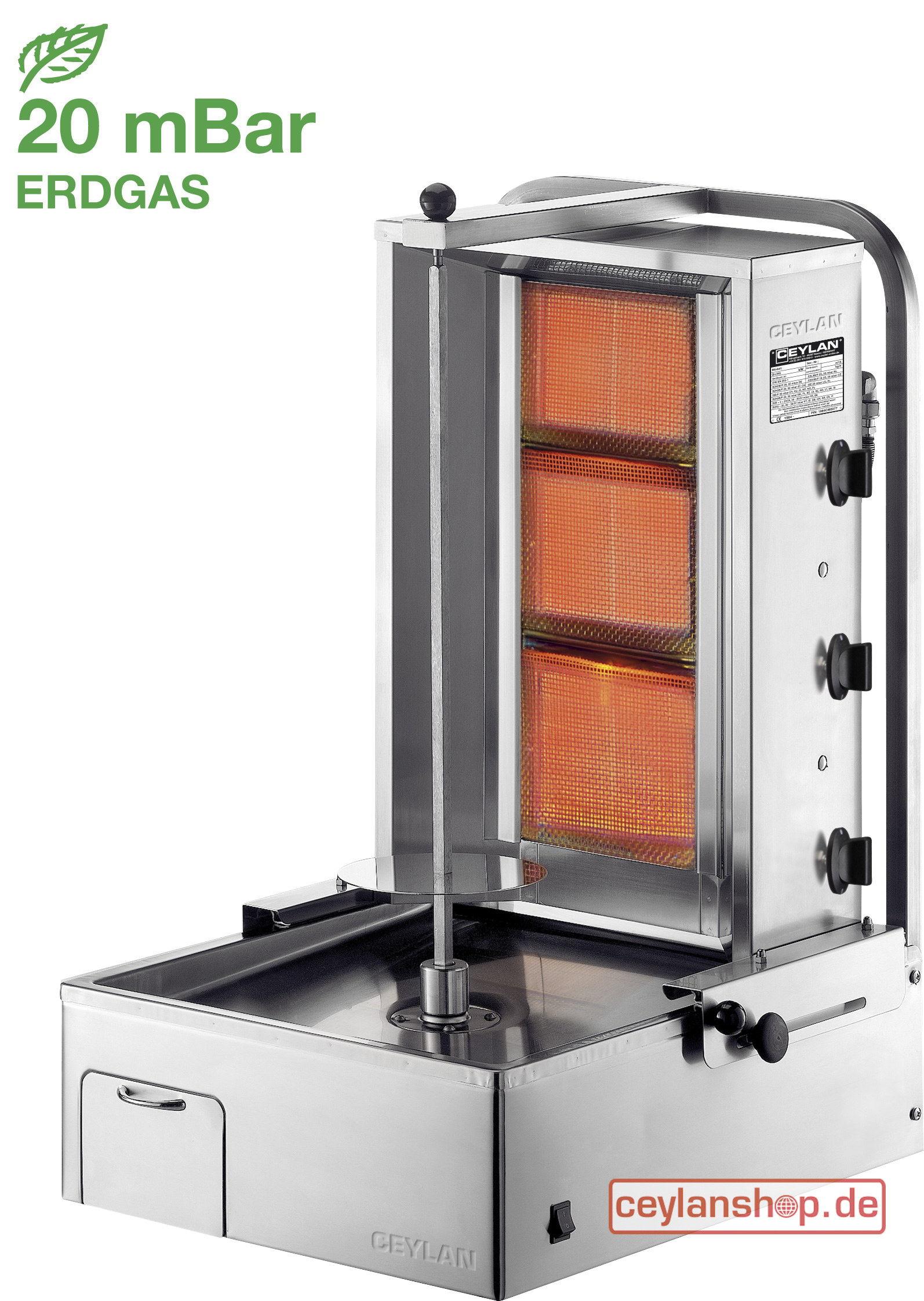 CEYLAN Dönergrill GU-D3 – Aardgas 20 mbar