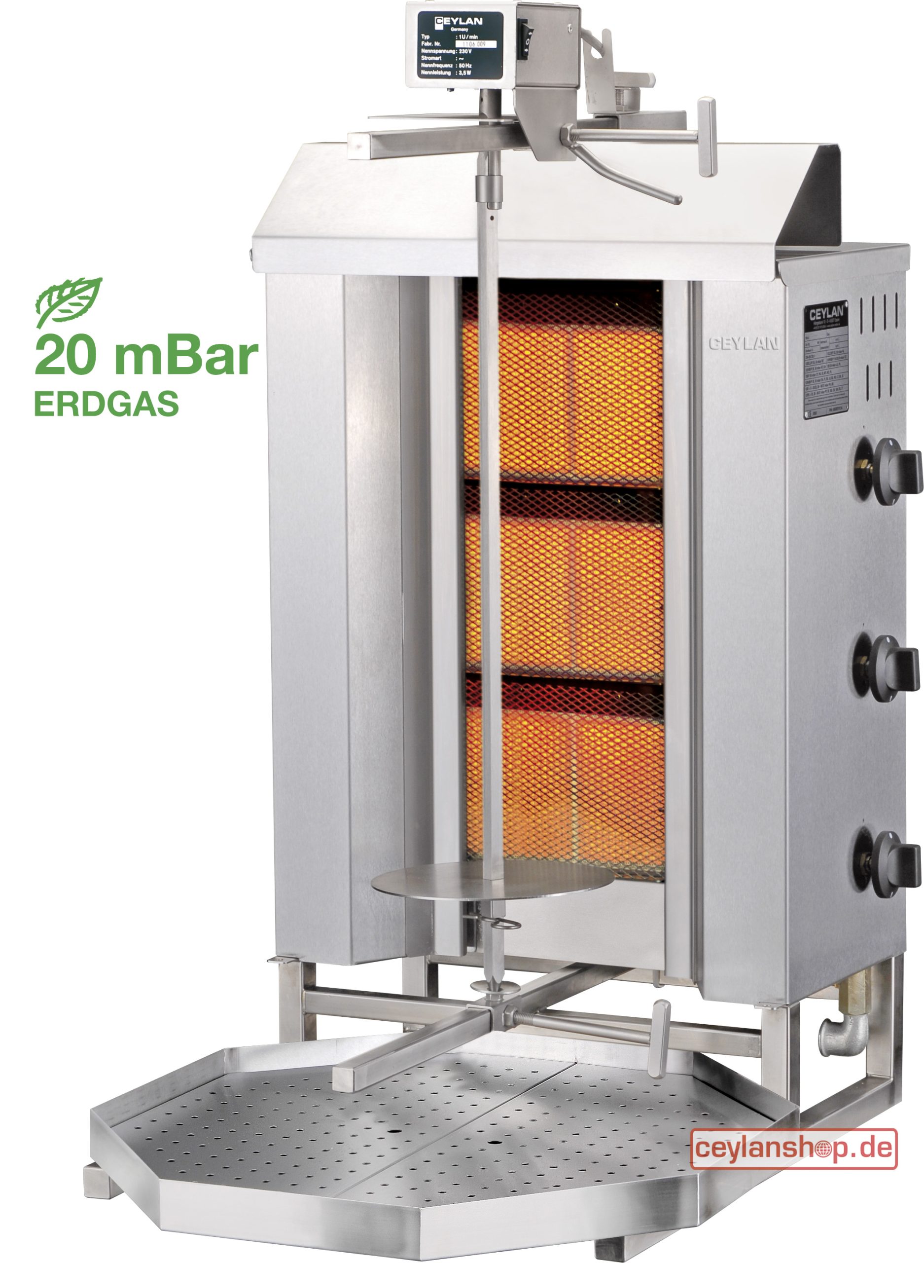 CEYLAN Dönergrill GO-D3 – aardgas 20 mbar