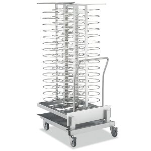 Inrijwagen en uitneembaar bordenrek, voor 92 borden (ø 300 mm), oven 20x GN 2/1 (tussenruimte 75 mm)