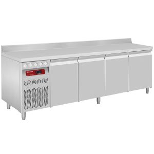 Geventileerde koelwerkbank met opstaande rand, 4 deuren GN 1/1, 550 liter, unit links