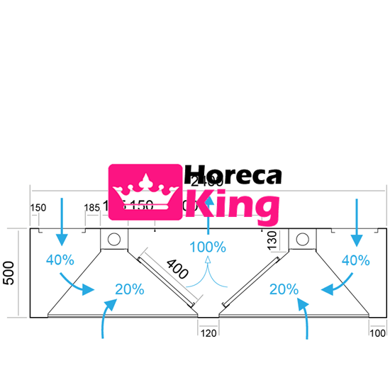 Inductie eilandmodel afzuigkap 2200x2400x500 mm - Afbeelding 3