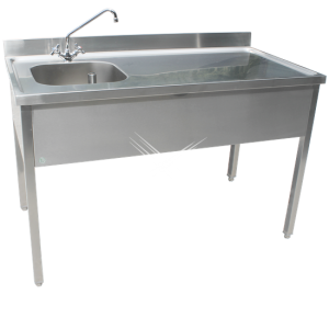 Rvs cheftafel zonder bodemschap 1000x700x900 mm (spoelbak links + rand)