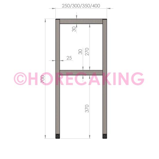 Rvs etagère verwarmd 2 hoog 2000x300x700 mm - Afbeelding 2
