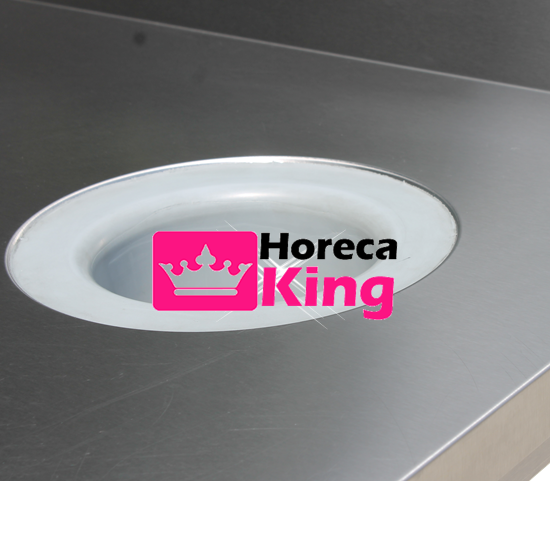 Rvs werktafel met afvalgat en rand 1800x700x900 mm - Afbeelding 3