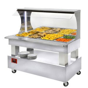 Bain-marie warm wall buffet 4x GN1/1-150 (white wood)