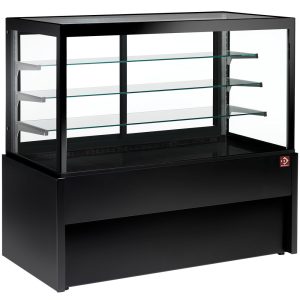 Panoramic display counter, heated, 4 levels, without storage room - BLACK