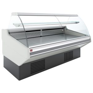 Ventilated counter, with storage, curved glass - WHITE front