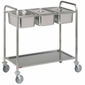 Stainless steel serving trolley, 3x GN 1/1 + 1 level