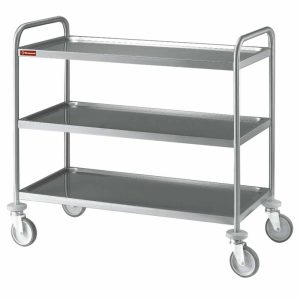 Serving trolley stainless steel 3 levels