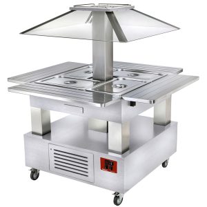 Island Buffet - Refrigerated salad bar, 4x GN1/1-150 (white wood)